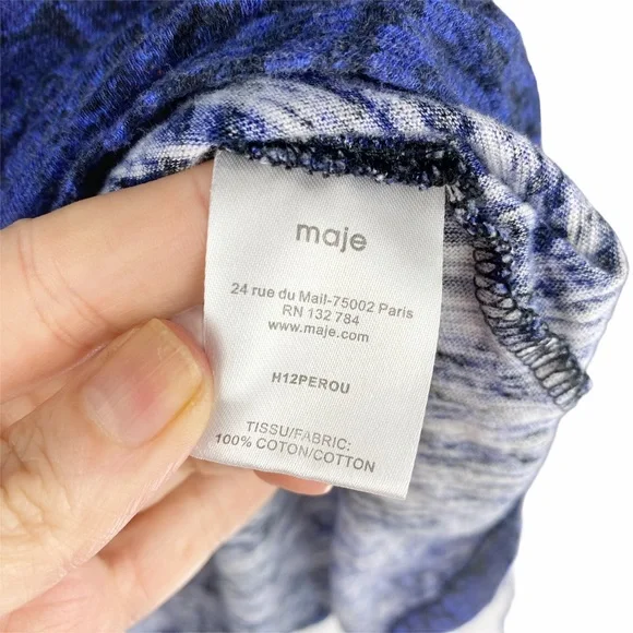 MAJE Blue Black Snakeskin Long Sleeve Top 2 - Picture 6 of 7